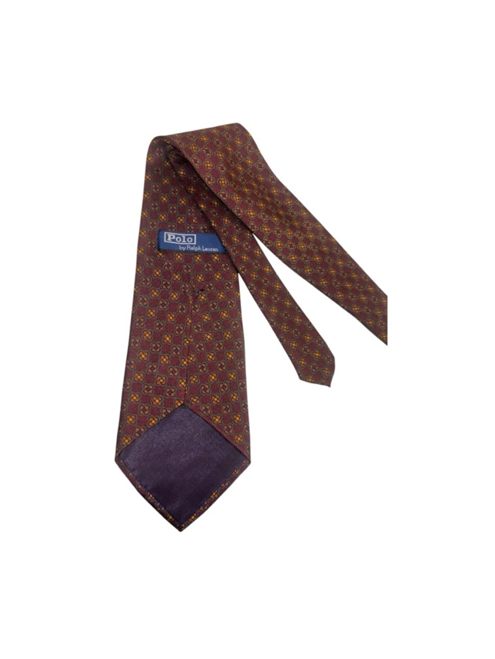 Ralph Lauren Burgundy and Gold Geometric Silk Tie